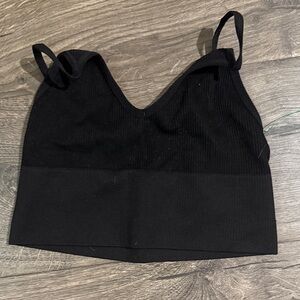 Out From Under Ribbed Black Bralette / Cropped Tank | Size M/L